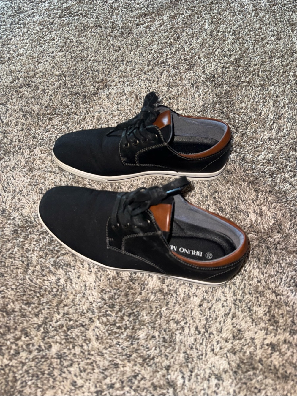Men's Black & Brown Casual Slip-On Loafers by Bruno Marc Sz 7.5